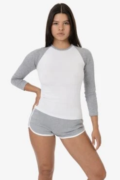 43053 - Baby Rib Long Sleeve Raglan -Tops Zone 43053 WHITE HTR 1