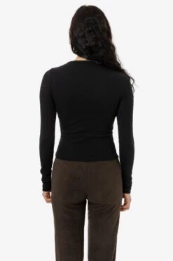 43007 - Baby Rib Long Sleeve Crewneck Tee -Tops Zone 4307 BLACK2f