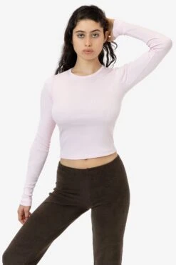43007 - Baby Rib Long Sleeve Crewneck Tee -Tops Zone 4307 LPINK1f