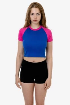 43077 - Baby Rib Short Sleeve Cropped Raglan -Tops Zone 43077 ROYALFUCHSIA 1 1