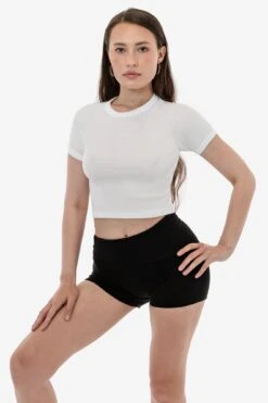 43077 - Baby Rib Short Sleeve Cropped Raglan -Tops Zone 43077 WHITE WHITEs