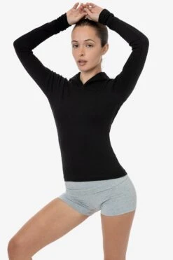 43098 - Baby Rib Long Sleeve Hoodie -Tops Zone 43098 LAUREN BLACK1f