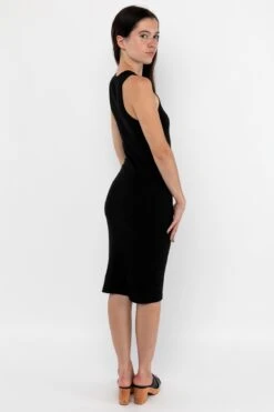 43240GD - Manantial Baby Rib Midi Dress -Tops Zone 43240GD Black2