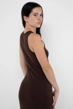 43240GD - Manantial Baby Rib Midi Dress -Tops Zone 43240GD Chocolate2