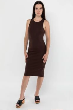 43240GD - Manantial Baby Rib Midi Dress -Tops Zone 43240GD Chocolate3