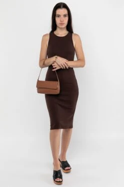 43240GD - Manantial Baby Rib Midi Dress -Tops Zone 43240GD Chocolate4