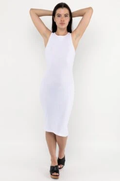 43240GD - Manantial Baby Rib Midi Dress -Tops Zone 43240GD White3