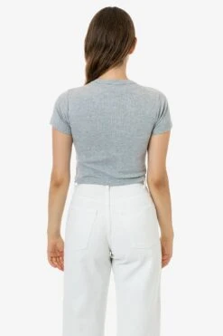 4325 - Baby Rib Short Sleeve Crop Tee -Tops Zone 4325 RACHEL HEATHERGREY 2
