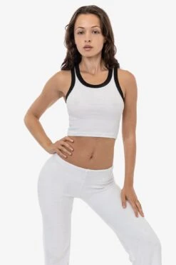4328 - Sporty Baby Rib Crop Tank -Tops Zone 4328 white black 2s