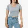 4356 - Baby Rib Short Sleeve V-Neck Crop Tee