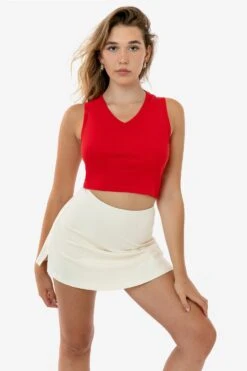 4357 - Baby Rib Sleeveless V-Neck Crop Tank 16 4357 - Baby Rib Sleeveless V-Neck Crop Tank -Tops Zone 4357 GRACIE RED 1