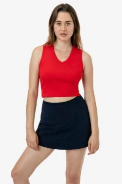 4357 - Baby Rib Sleeveless V-Neck Crop Tank 17 4357 - Baby Rib Sleeveless V-Neck Crop Tank -Tops Zone 4357 RACHEL RED 1