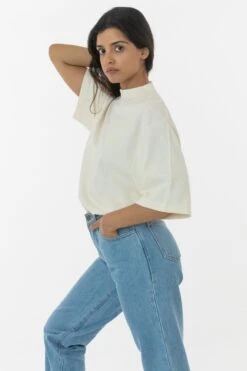 1825GD Unisex - Oversized Short Sleeve High Mockneck T-shirt -Tops Zone 4 43144aae cd33 466e b531 48a6aaf8e4c4