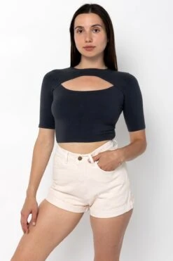 83071GD - Cut Out Crop Top 17 83071GD - Cut Out Crop Top -Tops Zone 83071GD DolphinBlue