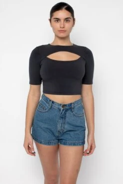 83071GD - Cut Out Crop Top 22 83071GD - Cut Out Crop Top -Tops Zone 83071GD DolphinBlueNew