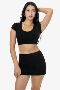 83072GD - Garment Dye Micro Crop Tee -Tops Zone 83072GD 8384GD BLACK BRITTANY 2k