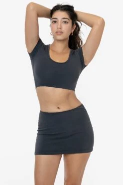 83072GD - Garment Dye Micro Crop Tee -Tops Zone 83072GD 8384GD DOLPHINBLUE BRITTANY 1k