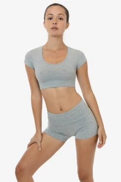 83072GD - Garment Dye Micro Crop Tee -Tops Zone 83072GD HEATHERGREYf