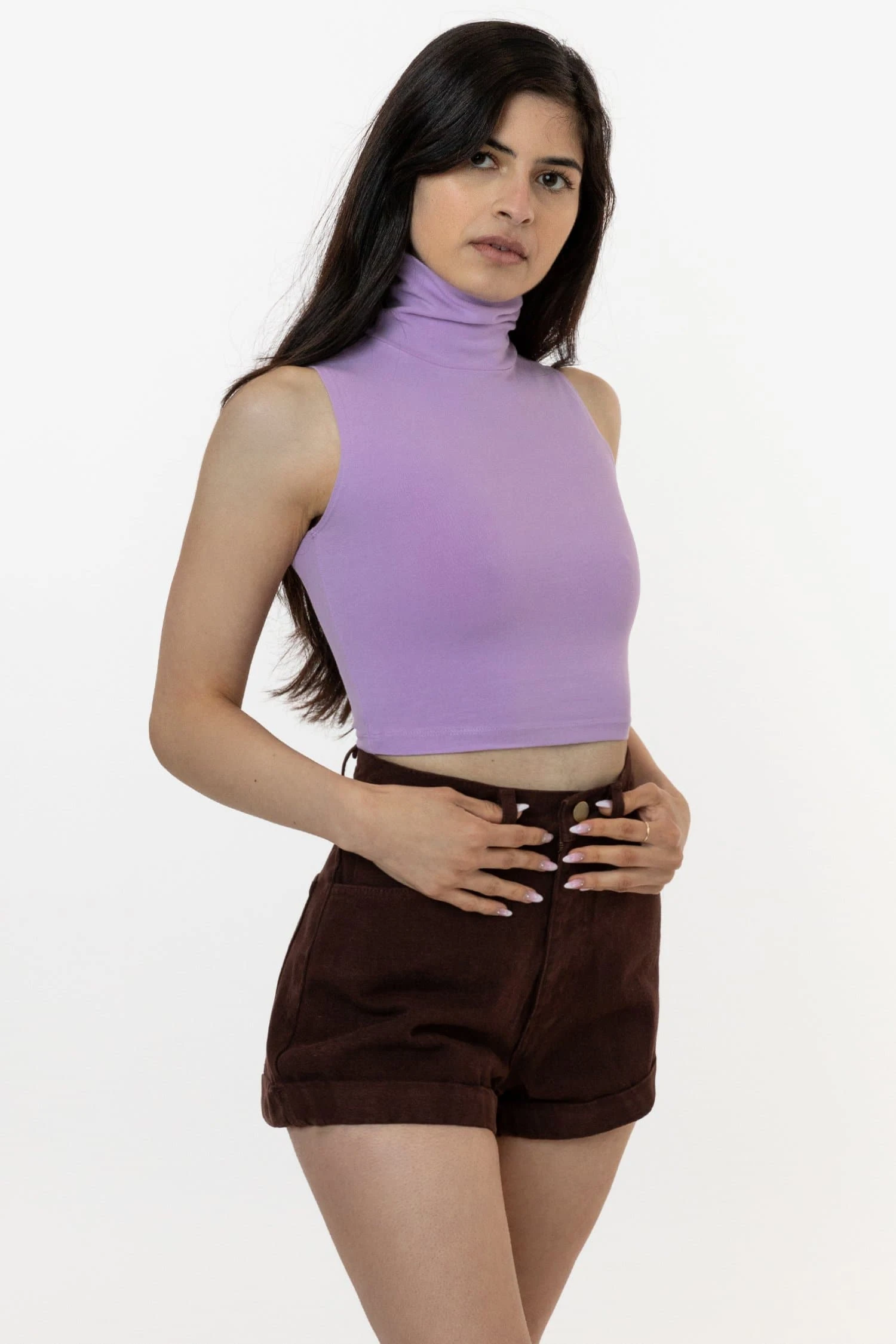 83073GD - Garment Dye Sleeveless Turtleneck Crop Top 3 83073GD - Garment Dye Sleeveless Turtleneck Crop Top - Image 3