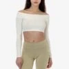 83074GD - Cotton Spandex Long Sleeve Off Shoulder Crop Top