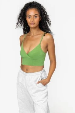 83076GD - Crossover Wrap Crop Top -Tops Zone 83076 CELERY 1