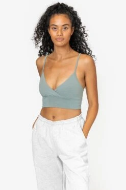 83076GD - Crossover Wrap Crop Top -Tops Zone 83076 EUCALYPTUS 2