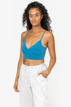 83076GD - Crossover Wrap Crop Top -Tops Zone 83076 FRENCHBLUE 1