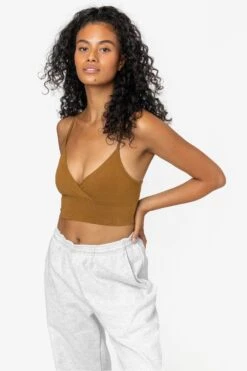83076GD - Crossover Wrap Crop Top -Tops Zone 83076 brass 1