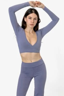 83077GD - Garment Dye Long Sleeve Wrap Top -Tops Zone 83077 KARLA 4