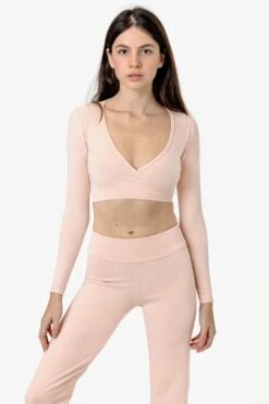 83077GD - Garment Dye Long Sleeve Wrap Top -Tops Zone 83077 KARLA 5