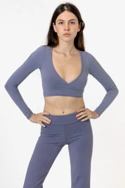 83077GD - Garment Dye Long Sleeve Wrap Top -Tops Zone 83077 KARLA 9