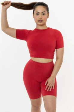 83078GD - Garment Dye Short Sleeve Crop Top -Tops Zone 83078 classicred