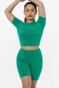 83078GD - Garment Dye Short Sleeve Crop Top -Tops Zone 83078 emerald