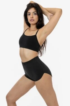 8314GD - Garment Dye Dolphin Hem Hot Short 17 8314GD - Garment Dye Dolphin Hem Hot Short -Tops Zone 8314GD BLACK NATALIE 2