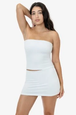 83293GD - Garment Dye Mid-Length Tube Top -Tops Zone 83293GD 8384GD WHITE BRITTANY 1k