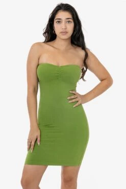 8333GD - Ruched Front Tube Dress -Tops Zone 8333D CELERYGREEN 1k