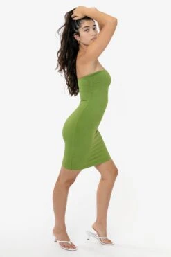 8333GD - Ruched Front Tube Dress -Tops Zone 8333D CELERYGREEN 3k