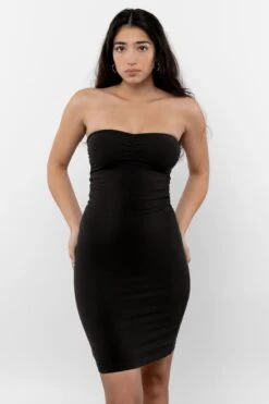 8333GD - Ruched Front Tube Dress -Tops Zone 8333GD blackF
