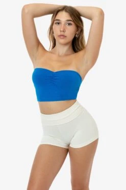 8337GD - Garment Dye Ruched Front Tube Top -Tops Zone 8337GD CERULEANBLUE 2