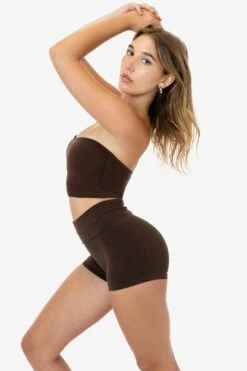 8337GD - Garment Dye Ruched Front Tube Top -Tops Zone 8337GD CHOCOLATE 2
