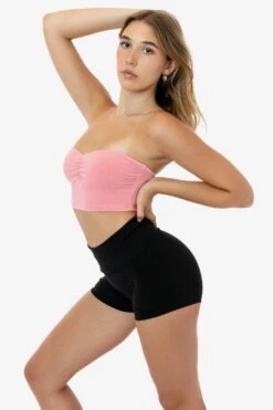 8337GD - Garment Dye Ruched Front Tube Top -Tops Zone 8337GD STRAWBERRYPINK 2