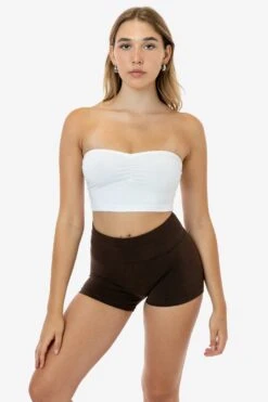 8337GD - Garment Dye Ruched Front Tube Top -Tops Zone 8337GD WHITE 2