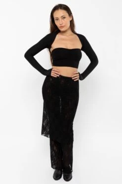 8337GD - Garment Dye Ruched Front Tube Top -Tops Zone 8337GD Black3