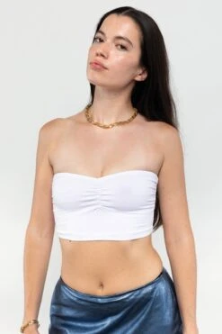 8337GD - Garment Dye Ruched Front Tube Top -Tops Zone 8337GD White4copy