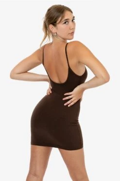 83601GD - Garment Dye Spaghetti Mini Dress -Tops Zone 83601GD CHOCOLATE 2