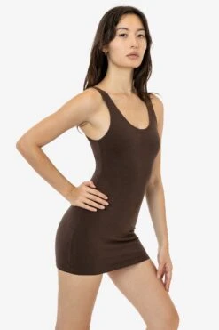 83610GD - Garment Dye Tank Mini Dress -Tops Zone 83610GD RENE CHOCOLATE 1
