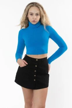 8366GD - Cropped Cotton Spandex Garment Dye Turtleneck -Tops Zone 8366GD 3