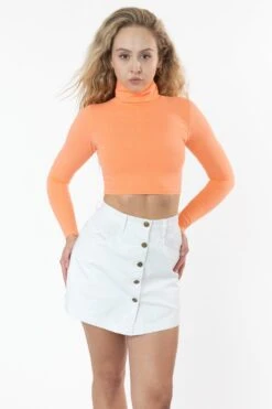 8366GD - Cropped Cotton Spandex Garment Dye Turtleneck -Tops Zone 8366GD 7