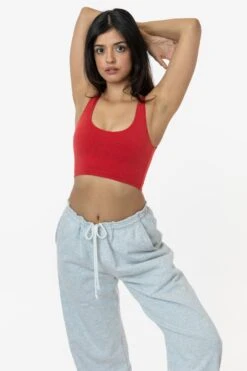 8383GD - Garment Dye Cotton Spandex Crop Tank -Tops Zone 8383gd classicred