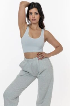 8383GD - Garment Dye Cotton Spandex Crop Tank -Tops Zone 8383gd lightgrey